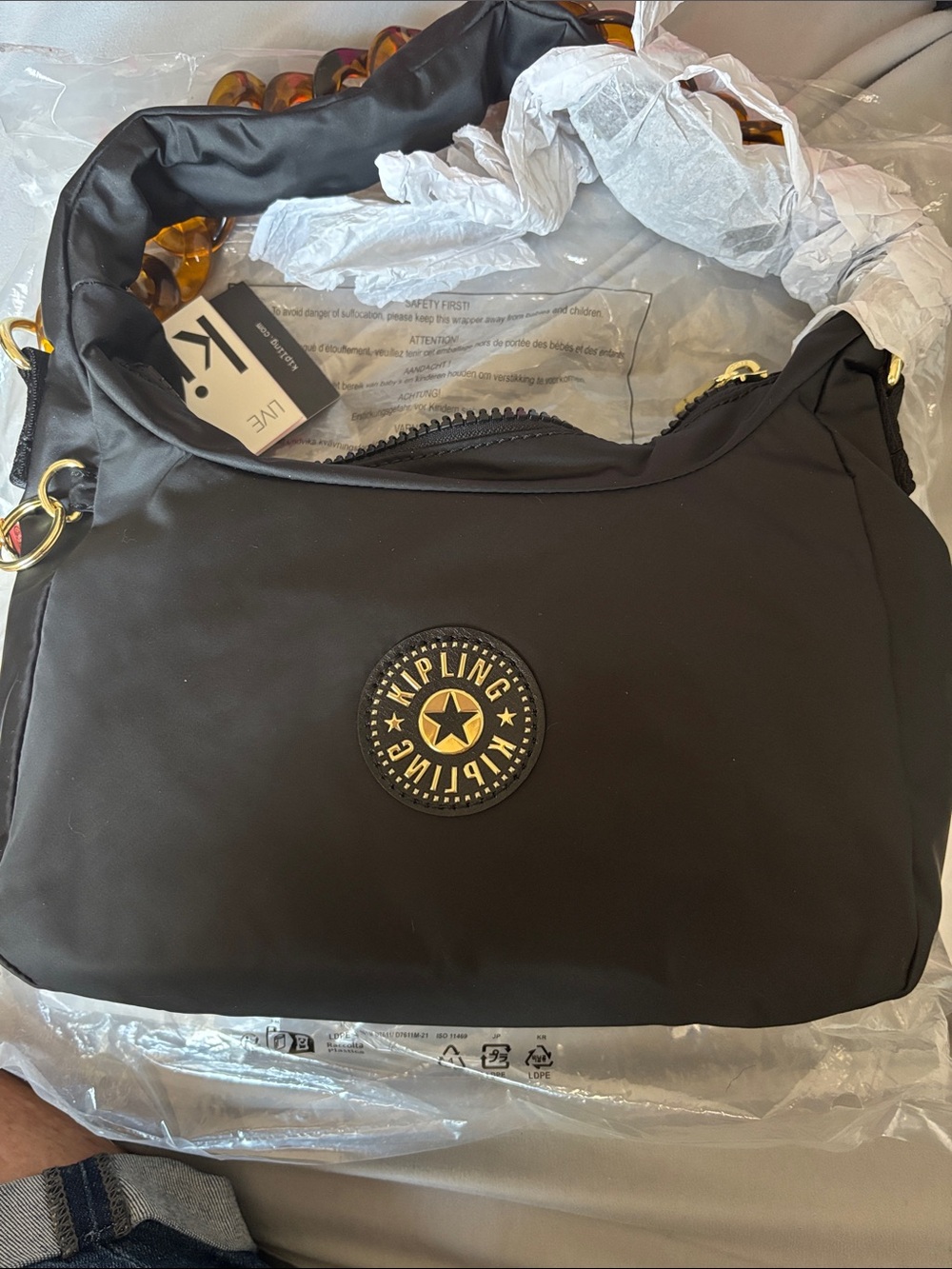 Kipling  charcoal chain Kelsey FC small purse